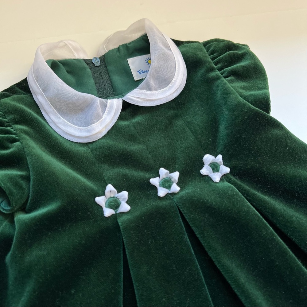 Florence Eiseman Emerald Velvet Holiday Dress Baby Size 9 Months